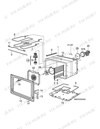 Взрыв-схема плиты (духовки) Husqvarna Electrolux QSG7052W - Схема узла H10 Main Oven Cavity (large)